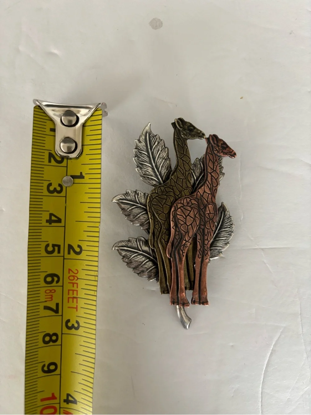 Two-Tone Giraffe Brooch in Bronze and Antique Silver